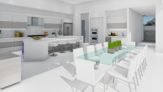 Dining room, Interior, Kitchen, Recessed Lighting, Stainless Steel Appliances