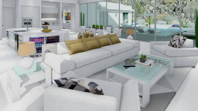 Dining room, Interior, Kitchen, Living room, Recessed Lighting