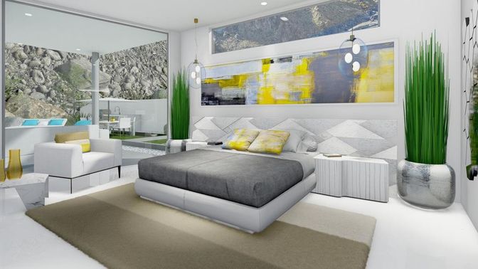 Bedroom, Interior, Pendant Lights, Recessed Lighting