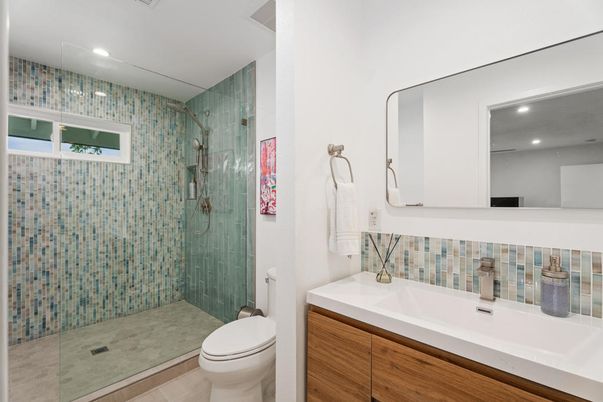 Bathroom, Glass Shower, Interior, Recessed Lighting