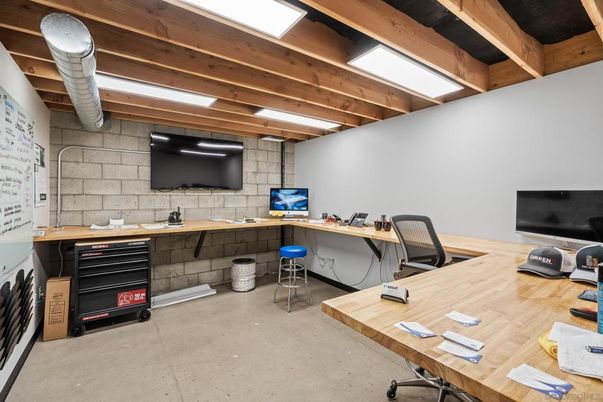 Home Office, Interior, Stone Walls, Wooden Beams