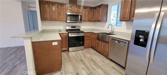Interior, Kitchen, Stainless Steel Appliances, Wood Texture Flooring
