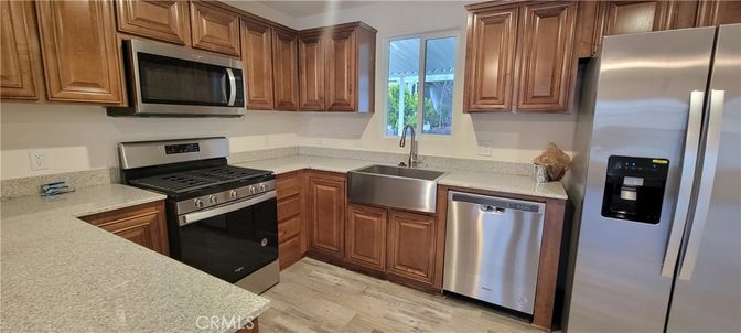 Interior, Kitchen, Stainless Steel Appliances, Wood Texture Flooring