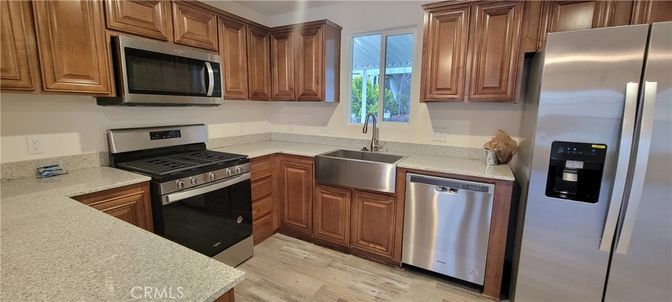 Interior, Kitchen, Stainless Steel Appliances, Wood Texture Flooring