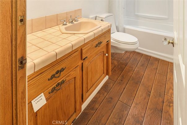 Bathroom, Interior, Tile Countertops, Wood Texture Flooring