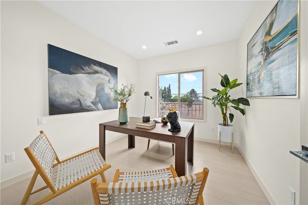 Home Office, Interior, Recessed Lighting, Wood Texture Flooring