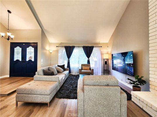 Interior, Living room, Pendant Lights, Wood Texture Flooring