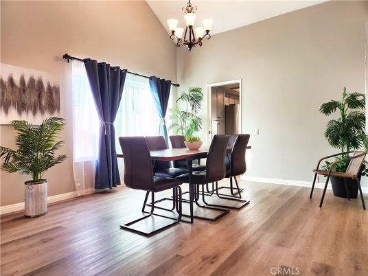 Chandelier, Dining room, Interior, Wood Texture Flooring