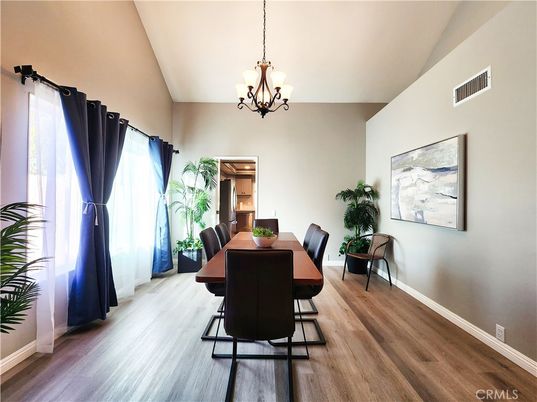 Chandelier, Dining room, Interior, Wood Texture Flooring