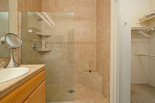 Bathroom, Glass Shower, Interior, Tile Countertops