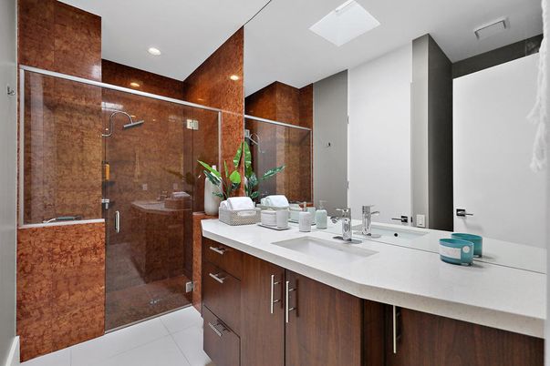 Bathroom, Dual Sink Vanities, Glass Shower, Interior, Recessed Lighting