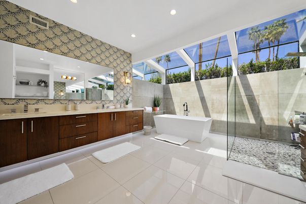 Bathroom, Dual Sink Vanities, Free Standing Baths, Glass Shower, Interior, Recessed Lighting