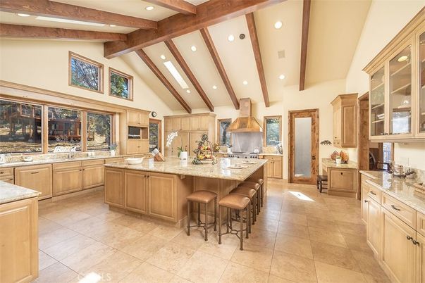 Interior, Kitchen, Recessed Lighting, Stainless Steel Appliances, Wooden Beams