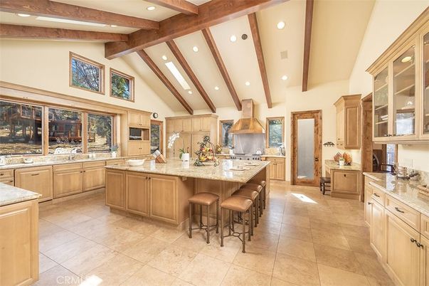 Interior, Kitchen, Recessed Lighting, Stainless Steel Appliances, Wooden Beams
