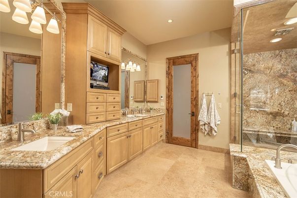 Bathroom, Dual Sink Vanities, Glass Shower, Interior, Recessed Lighting