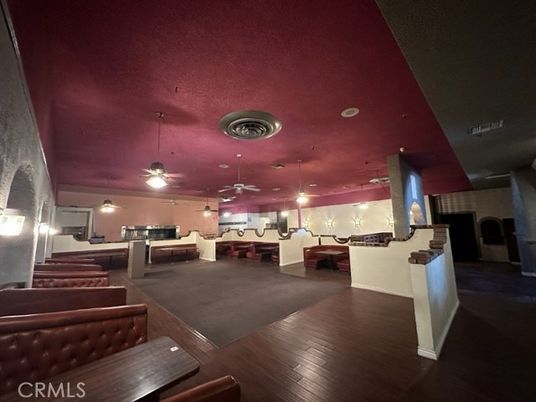 Dining room, Interior, Pendant Lights, Recessed Lighting, Wood Texture Flooring