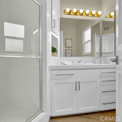 Bathroom, Glass Shower, Interior, Wood Texture Flooring
