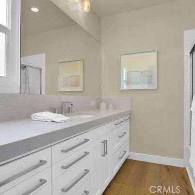 Bathroom, Interior, Recessed Lighting, Wood Texture Flooring