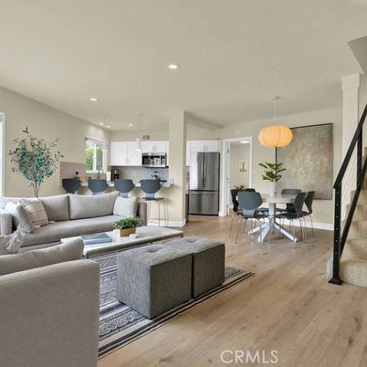 Dining room, Interior, Kitchen, Living room, Pendant Lights, Recessed Lighting, Stainless Steel Appliances, Wood Texture Flooring