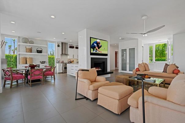 Dining room, Fireplace, Interior, Kitchen, Living room, Recessed Lighting