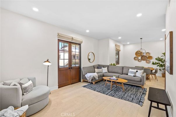 Dining room, Interior, Living room, Pendant Lights, Recessed Lighting, Wood Texture Flooring