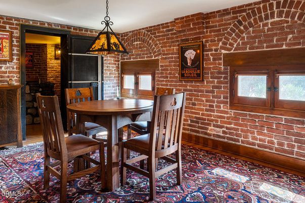 Dining room, Interior, Pendant Lights, Stone Walls