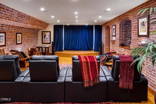 Interior, Recessed Lighting, Stone Walls, Wood Texture Flooring