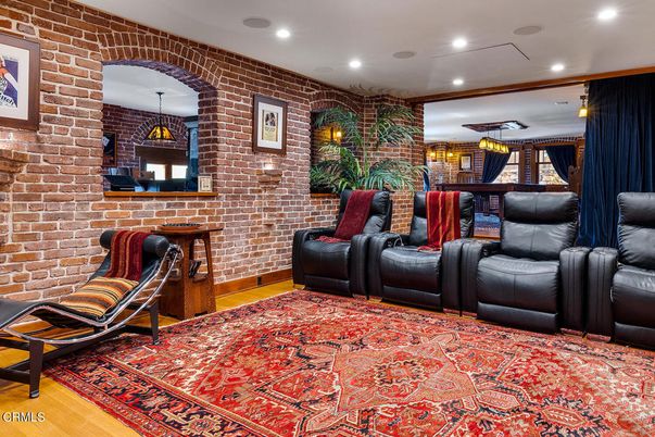 Interior, Pendant Lights, Recessed Lighting, Stone Walls, Wood Texture Flooring