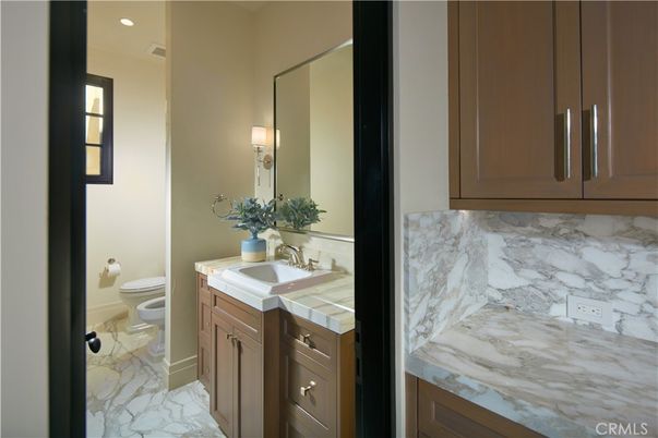 Bathroom, Interior, Marble, Marble Walls, Recessed Lighting, Tile Countertops