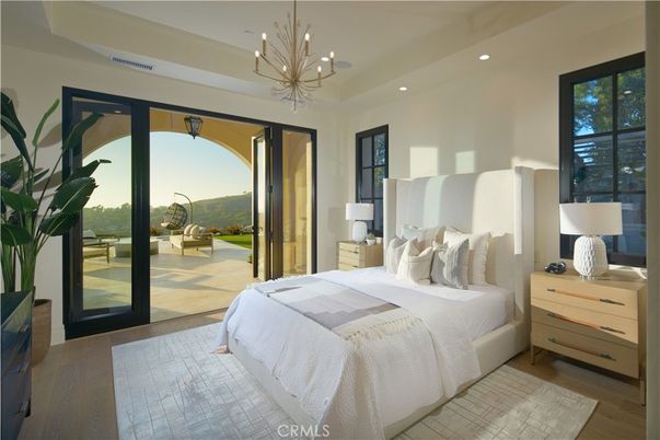 Bedroom, Interior, Pendant Lights, Recessed Lighting, Wood Texture Flooring