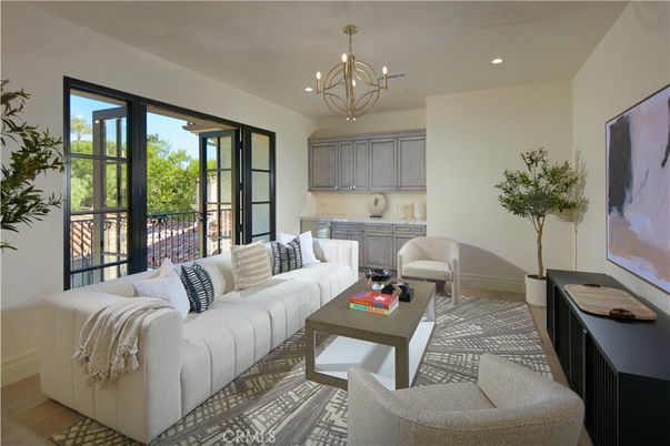 Chandelier, Interior, Living room, Recessed Lighting, Wood Texture Flooring