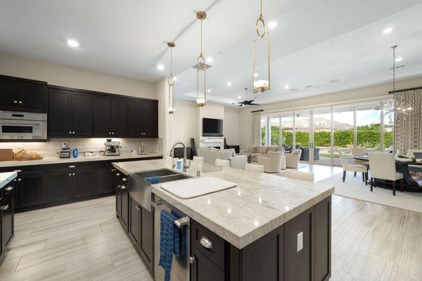 Dining room, Interior, Kitchen, Living room, Pendant Lights, Recessed Lighting, Stainless Steel Appliances, Wood Texture Flooring