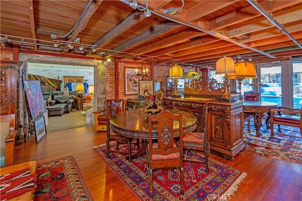 Dining room, Interior, Living room, Pendant Lights, Wooden Beams, Wooden Ceilings, Wood Texture Flooring