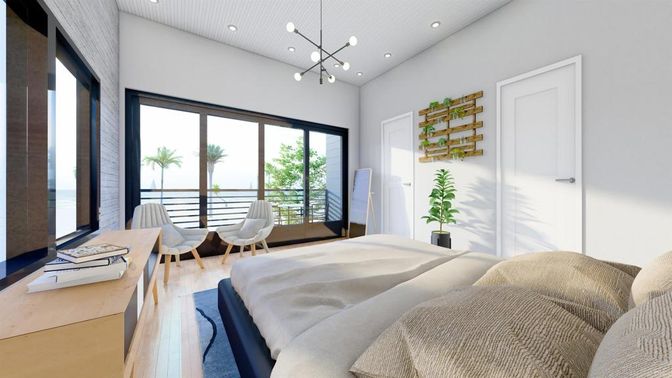 Bedroom, Interior, Pendant Lights, Recessed Lighting