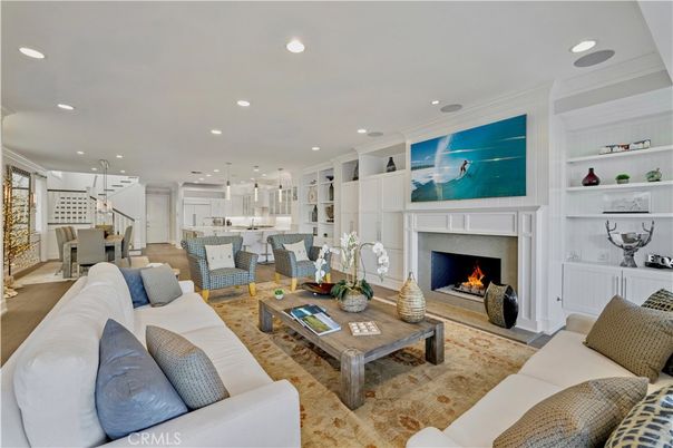 Dining room, Fireplace, Interior, Kitchen, Living room, Pendant Lights, Recessed Lighting
