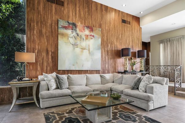 Interior, Living room, Recessed Lighting, Wooden Walls