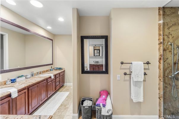 Bathroom, Dual Sink Vanities, Glass Shower, Interior, Recessed Lighting