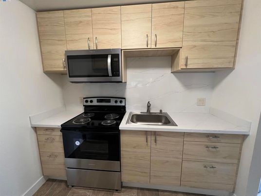Interior, Kitchen, Marble Walls, Wood Texture Flooring