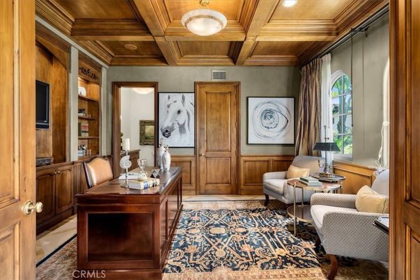 Home Office, Interior, Recessed Lighting, Wooden Beams, Wooden Ceilings, Wooden Walls