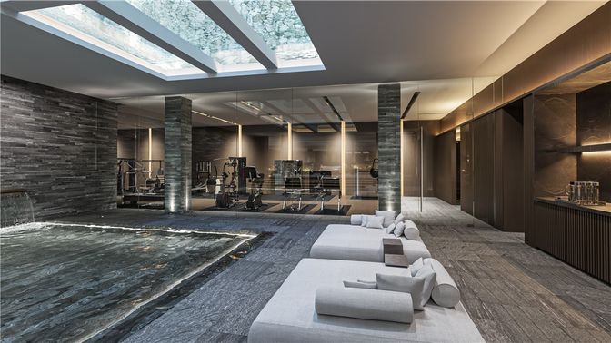 Fitness Equipment, Glass Ceilings, Interior, Pool, Recessed Lighting