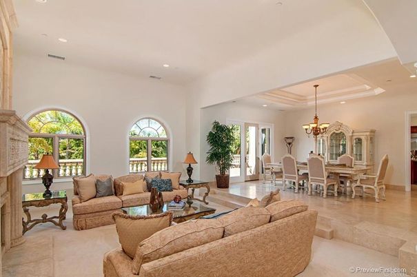 Chandelier, Dining room, Fireplace, Interior, Living room, Recessed Lighting