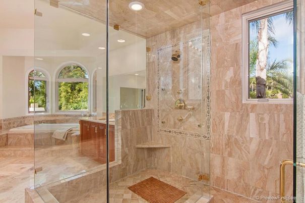 Bathroom, Glass Shower, Interior, Recessed Lighting