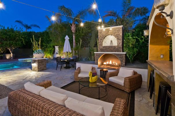 Exterior, Fireplace, Pool