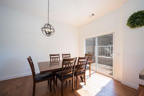 Chandelier, Dining room, Interior, Pendant Lights, Wood Texture Flooring