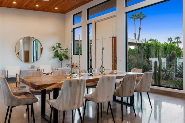 Dining room, Interior, Recessed Lighting, Wooden Ceilings, Wood Texture Flooring