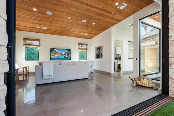 Interior, Living room, Recessed Lighting, Wooden Ceilings