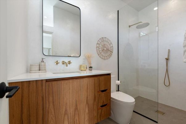 Bathroom, Glass Shower, Interior, Recessed Lighting