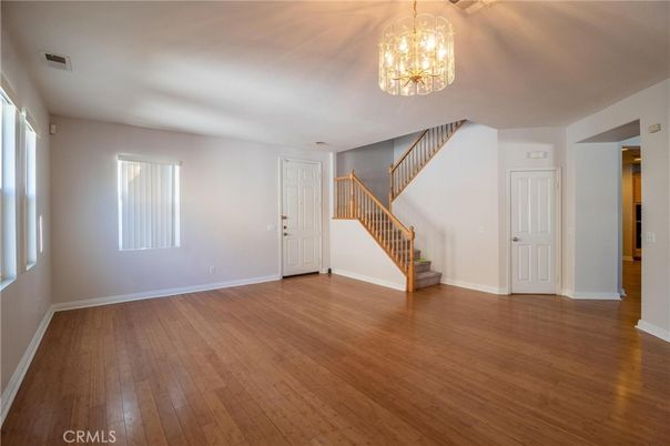 Chandelier, Empty room, Interior, Wood Texture Flooring