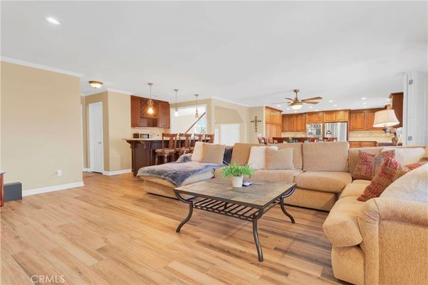 Interior, Kitchen, Living room, Pendant Lights, Recessed Lighting, Stainless Steel Appliances, Wood Texture Flooring
