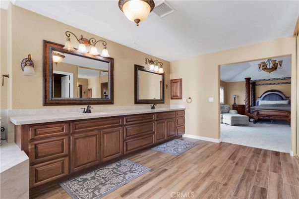 Bathroom, Bedroom, Dual Sink Vanities, Interior, Wood Texture Flooring